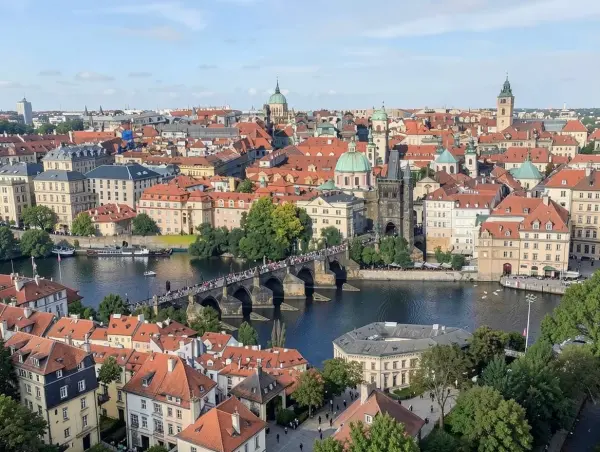 Charles Bridge (Karlův most) - iconic medieval stone bridge over the Vltava River in Prague