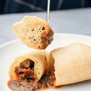 Canjeero (Somali Pancakes) with Maraq (Stew)