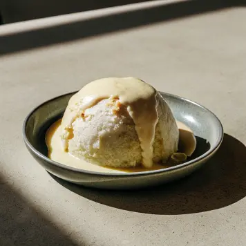 Dampfnudel with vanilla sauce