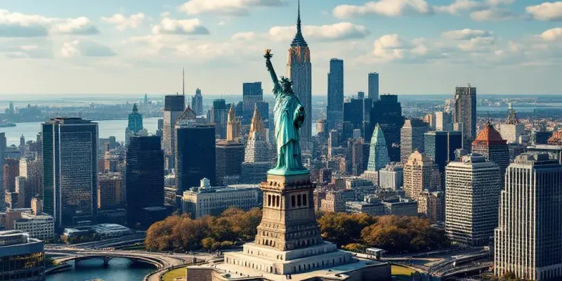 New York, United States - Manhattan skyline and Statue of Liberty cover photo