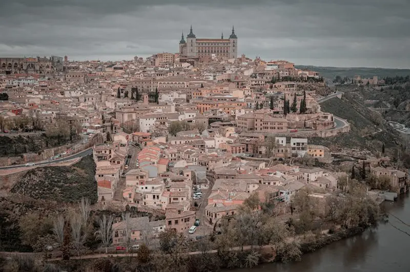 Discover the stunning architecture of Toledo, Spain from an elevated perspective, showcasing the city's rich history.